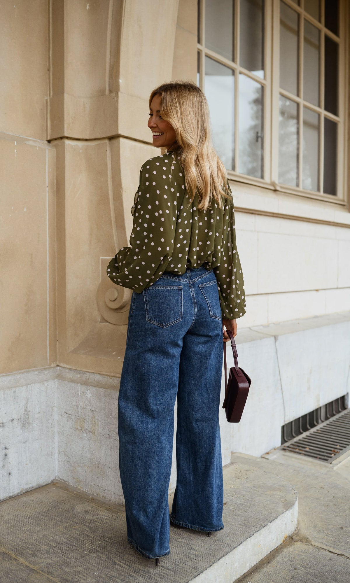 Blouse Alessia - kaki à pois