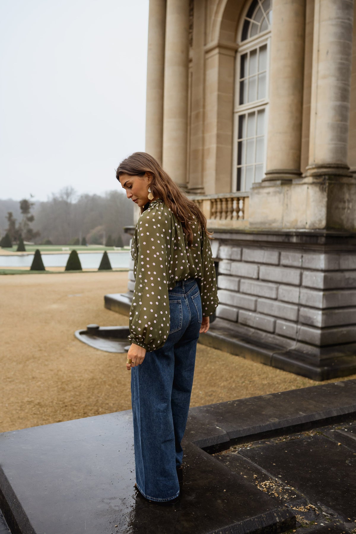 Blouse Alessia - kaki à pois