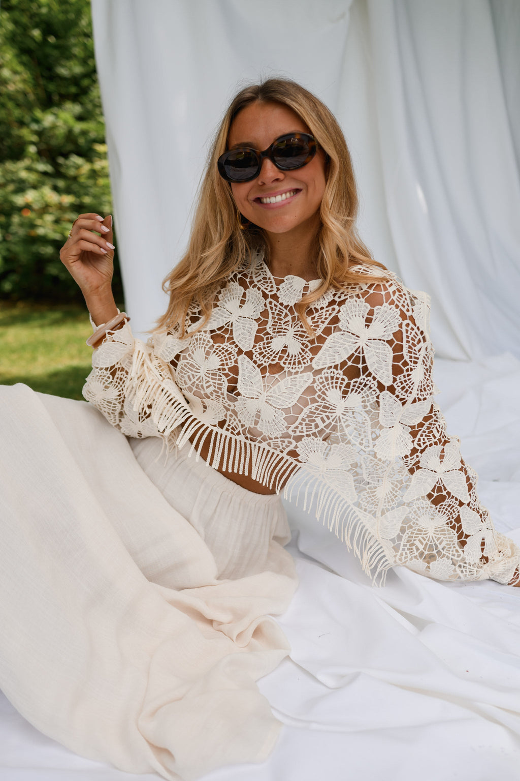 Blouse Butterfly - écrue en crochet