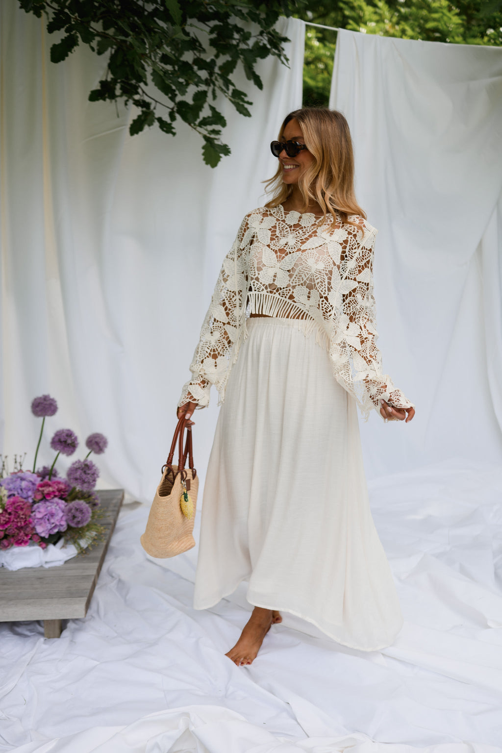 Blouse Butterfly - écrue en crochet