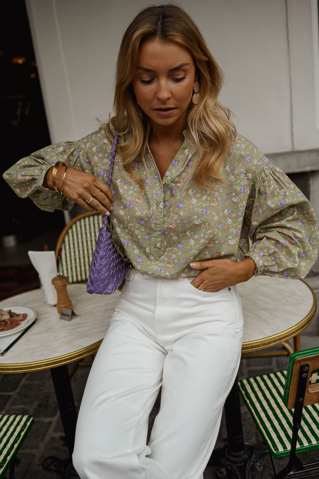 Blouse Cadence - verte à fleurs