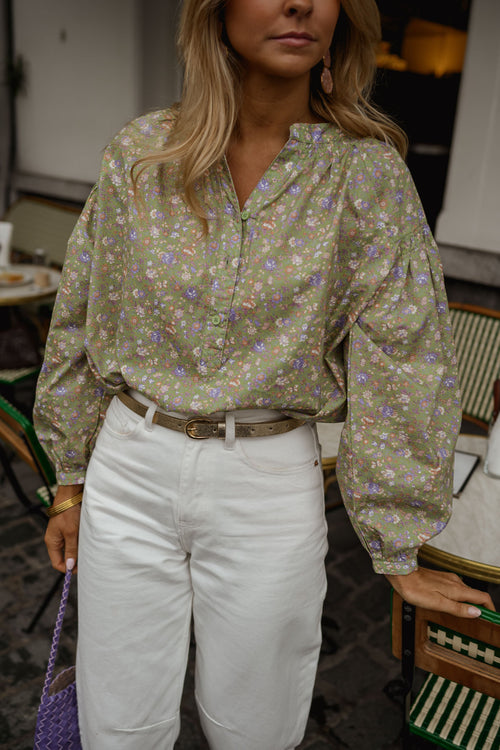 Blouse Cadence - verte à fleurs