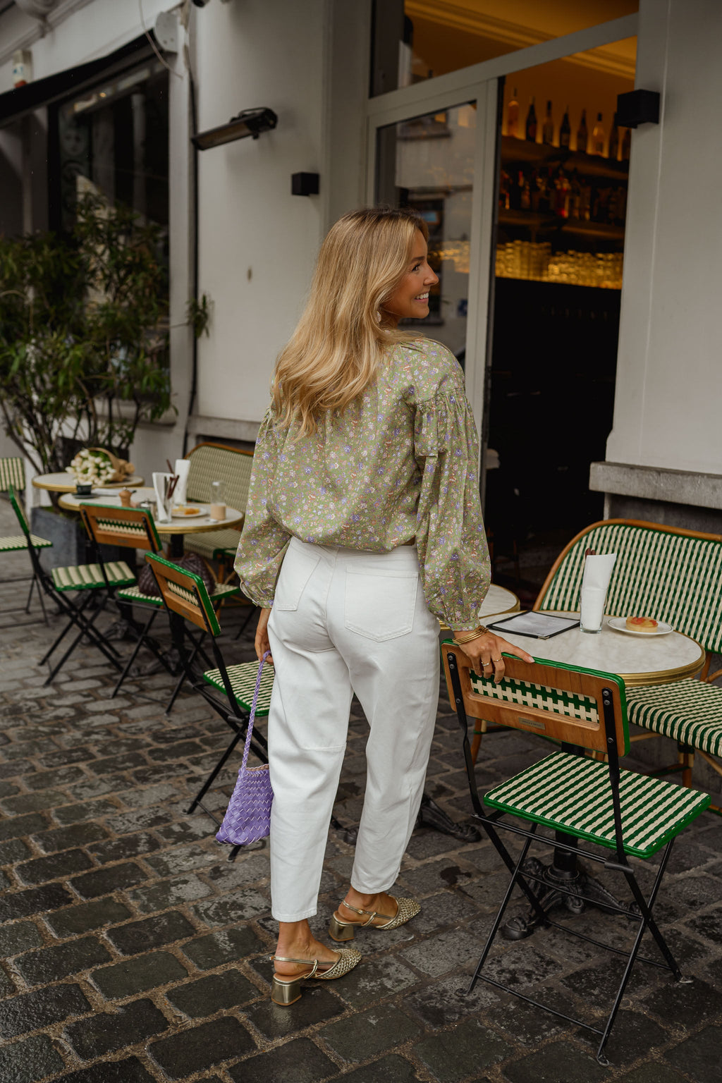 Blouse Cadence - verte à fleurs