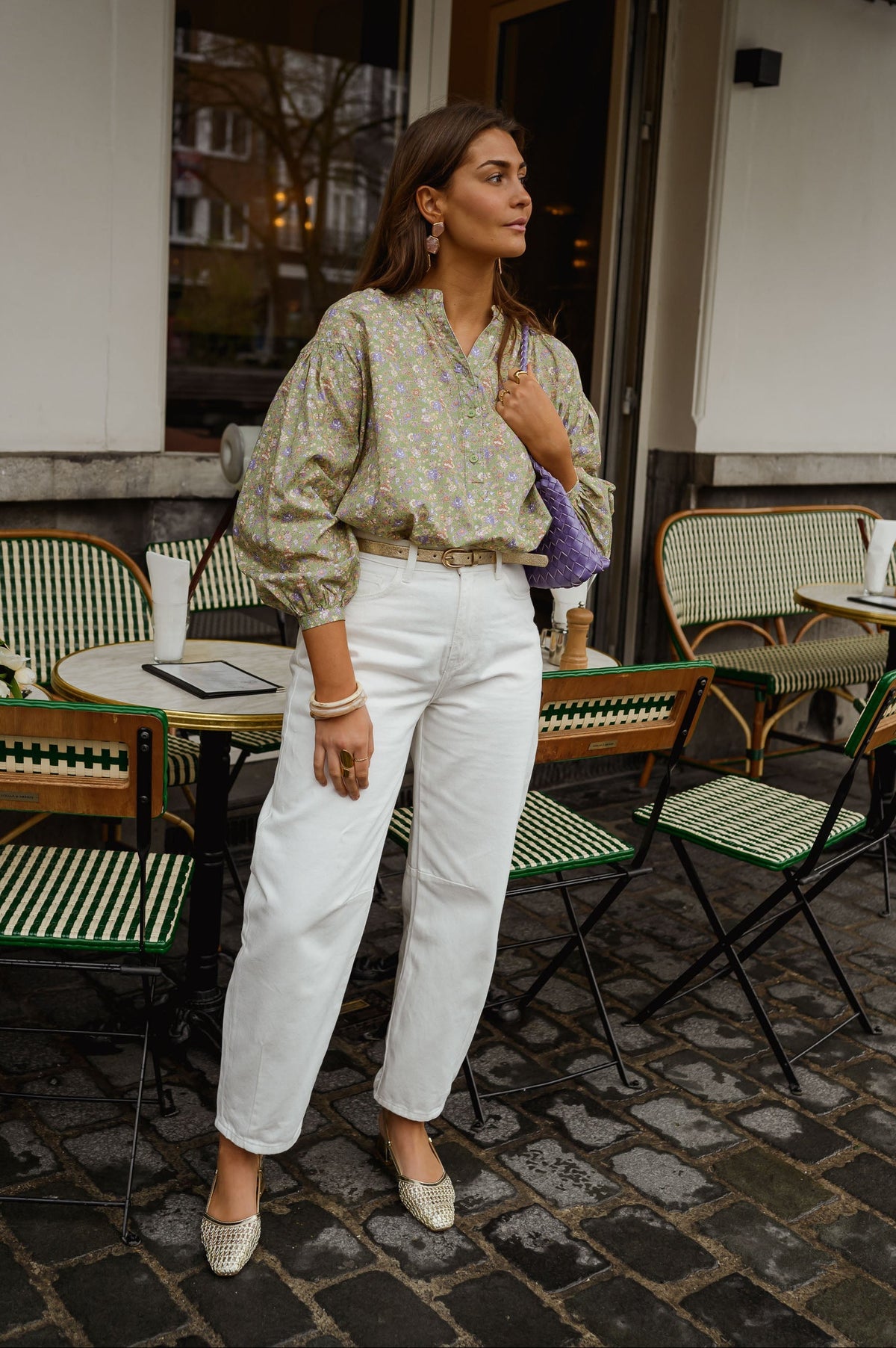 Blouse Cadence - verte à fleurs