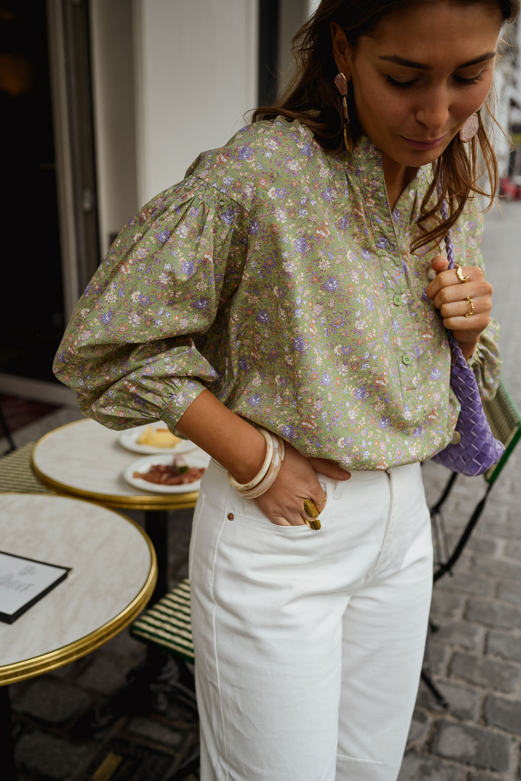 Blouse Cadence - verte à fleurs