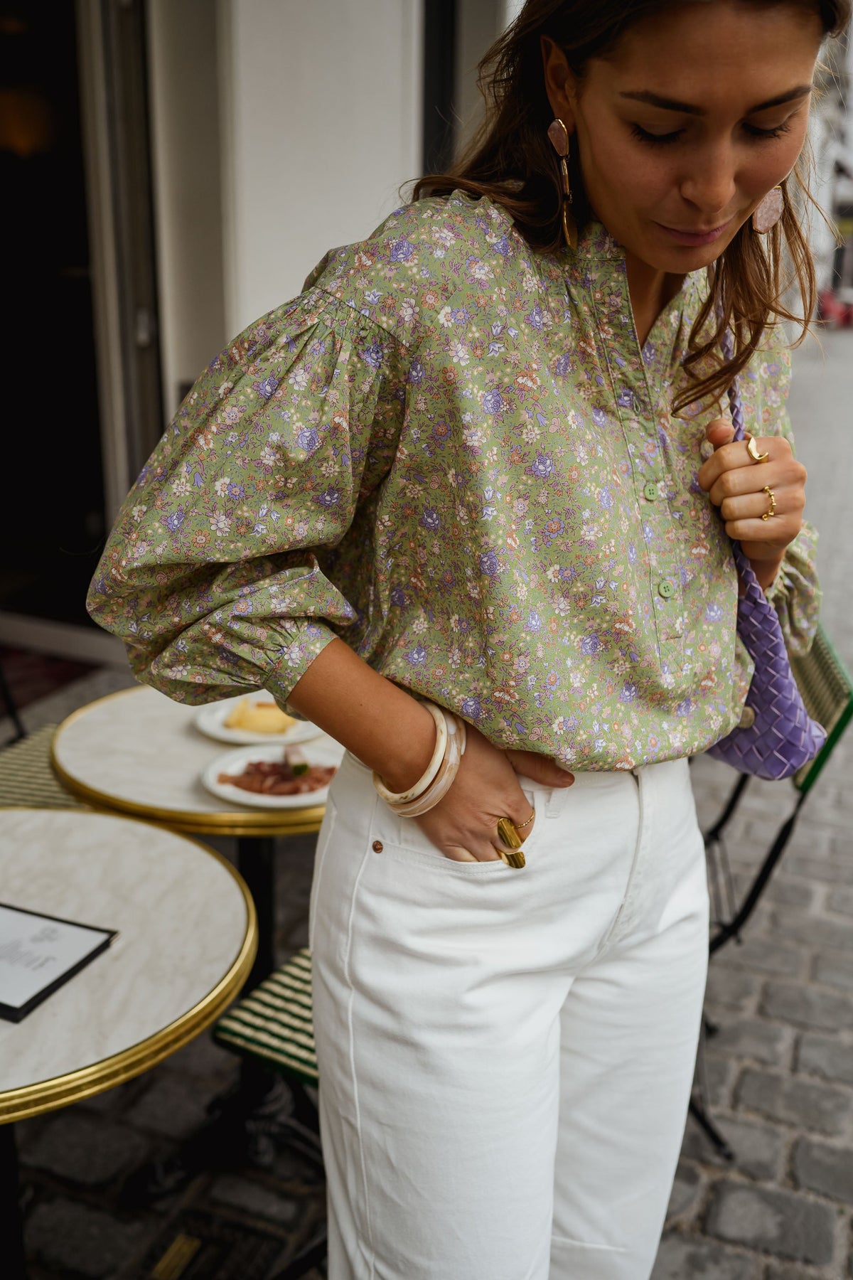 Blouse Cadence - verte à fleurs
