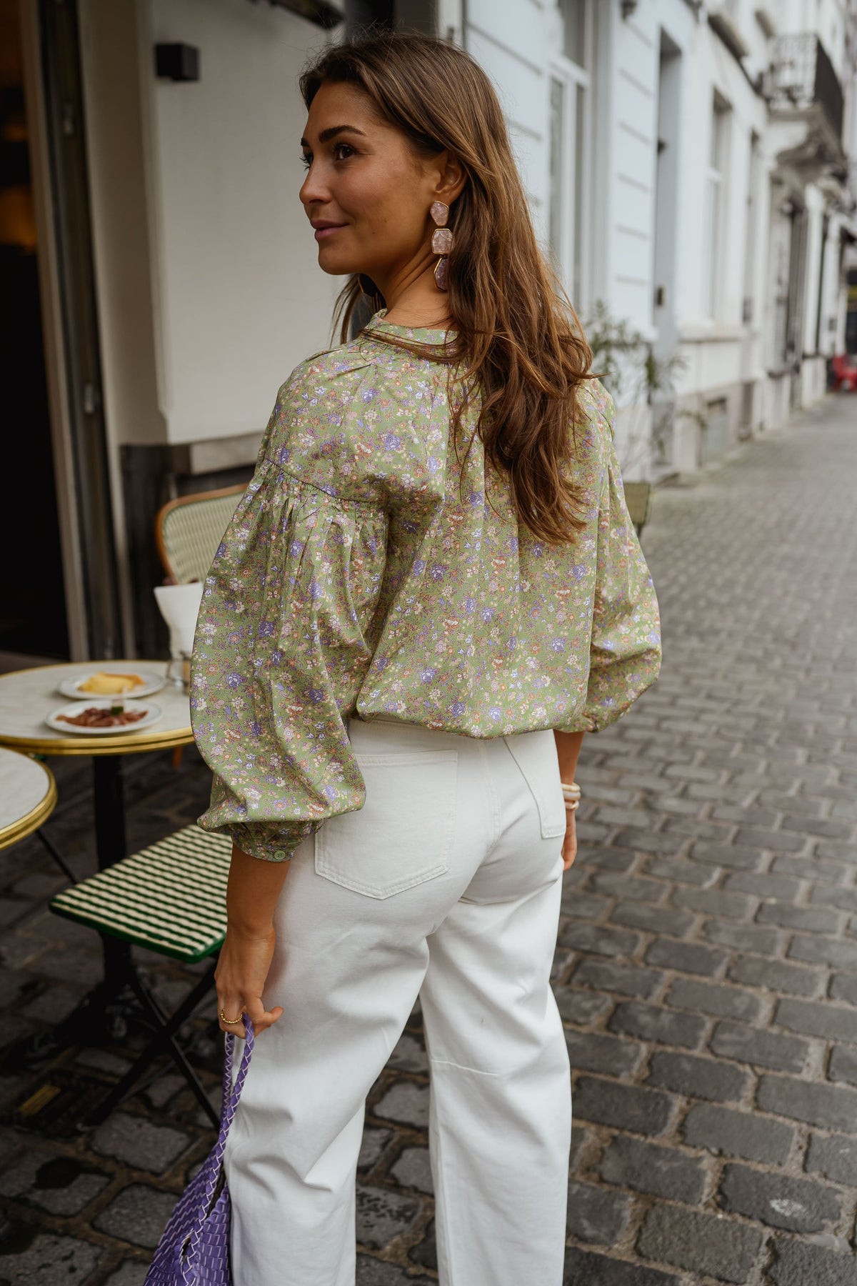 Blouse Cadence - verte à fleurs