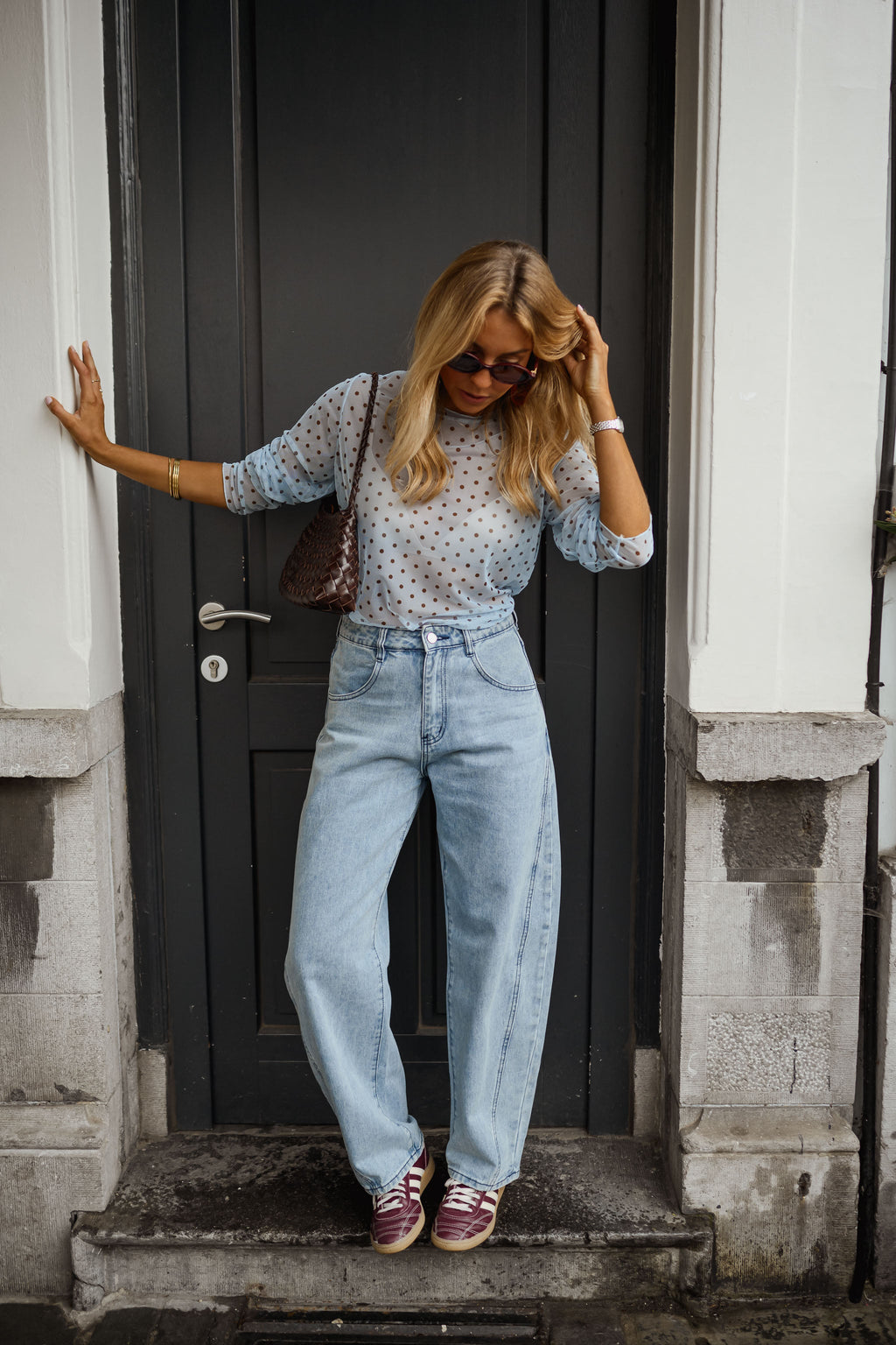 Blouse Claire - bleue à pois