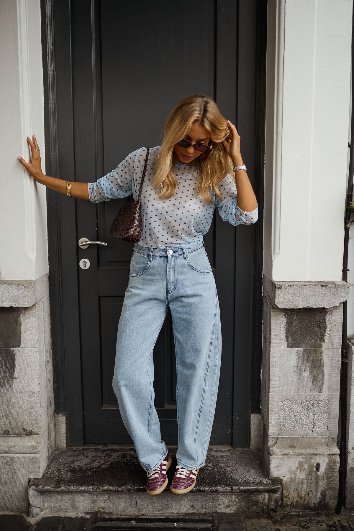 Blouse Claire - bleue à pois