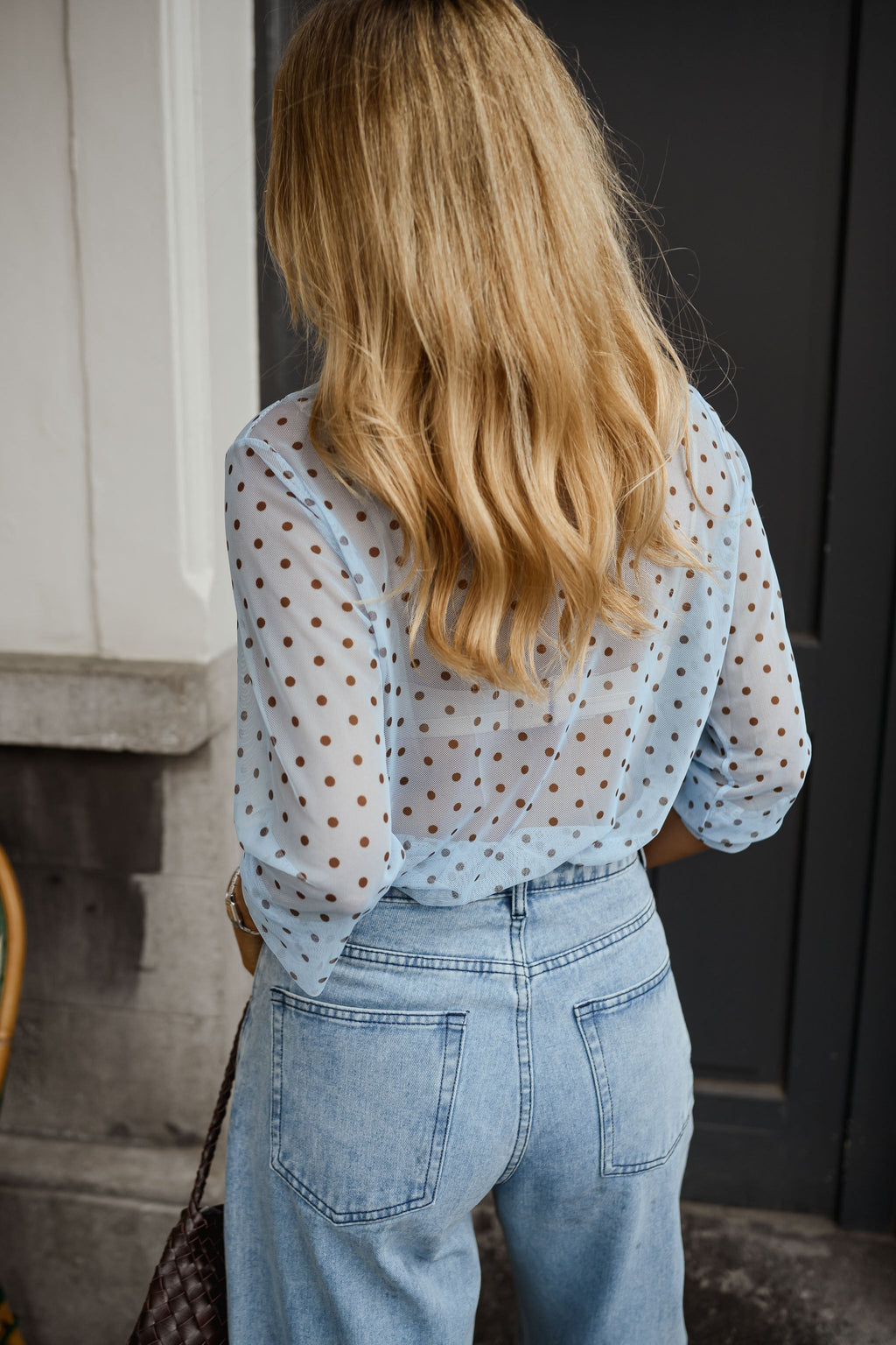 Blouse Claire - bleue à pois