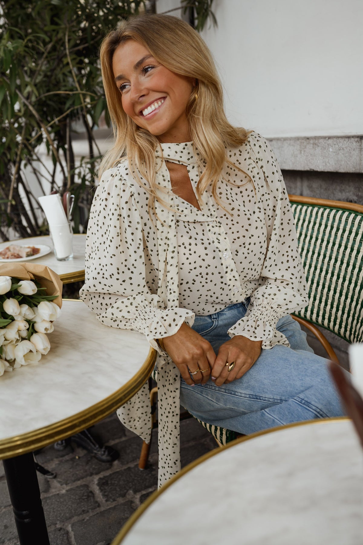 Blouse Clarissa - écrue à pois