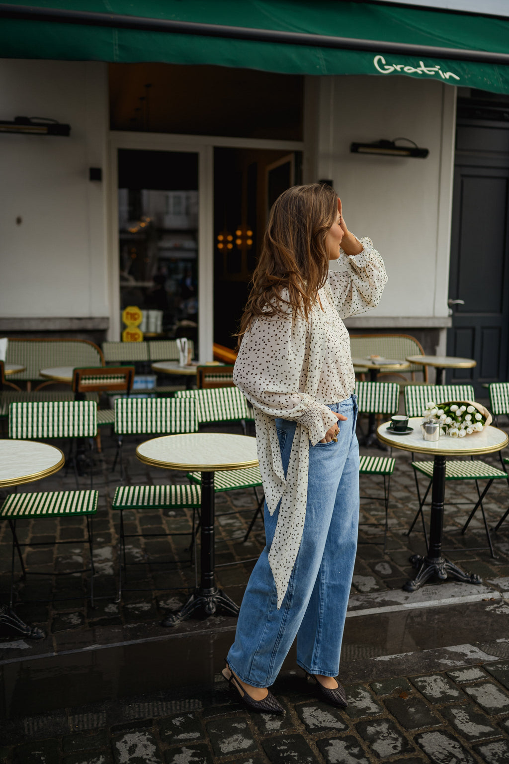 Blouse Clarissa - écrue à pois