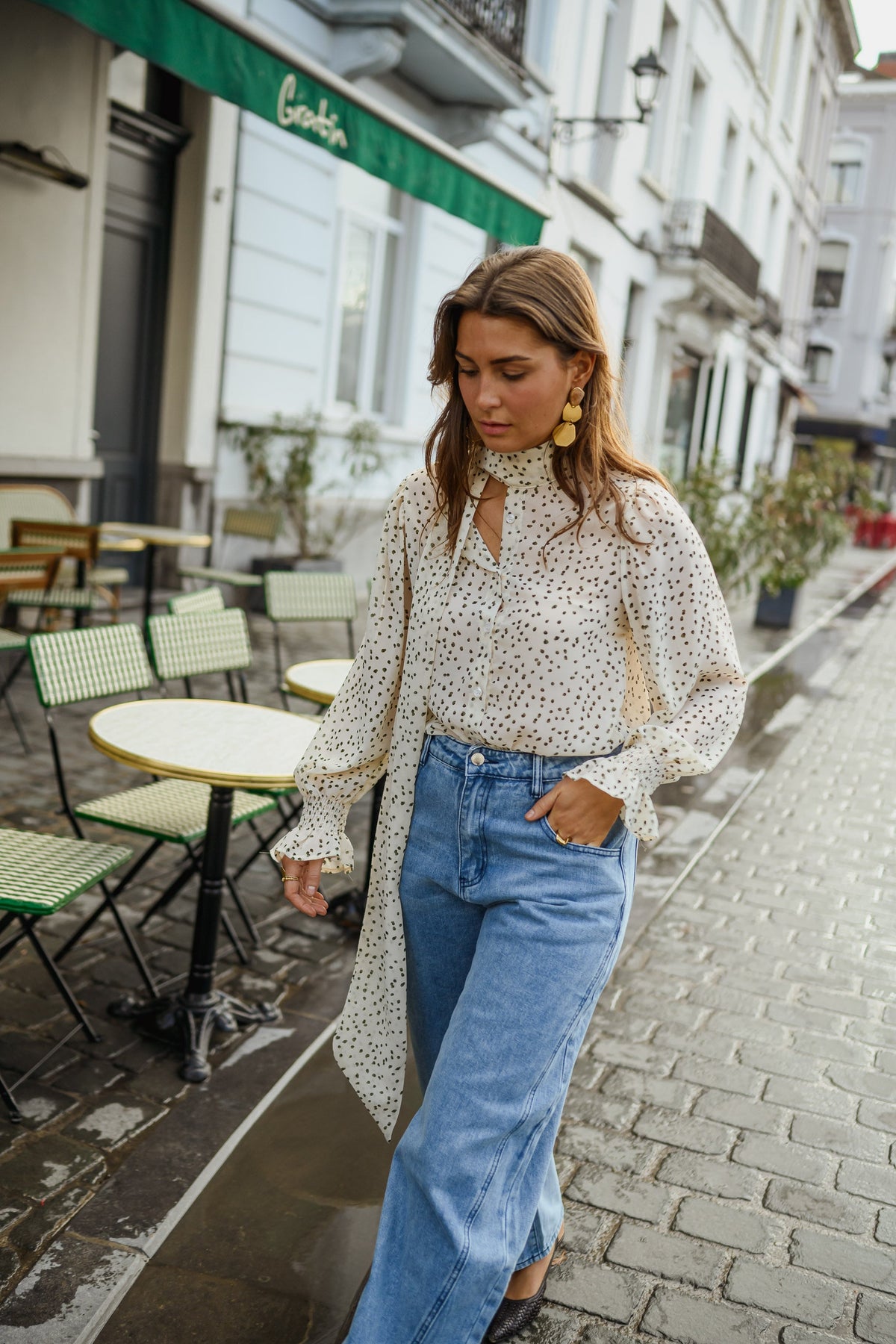 Blouse Clarissa - écrue à pois