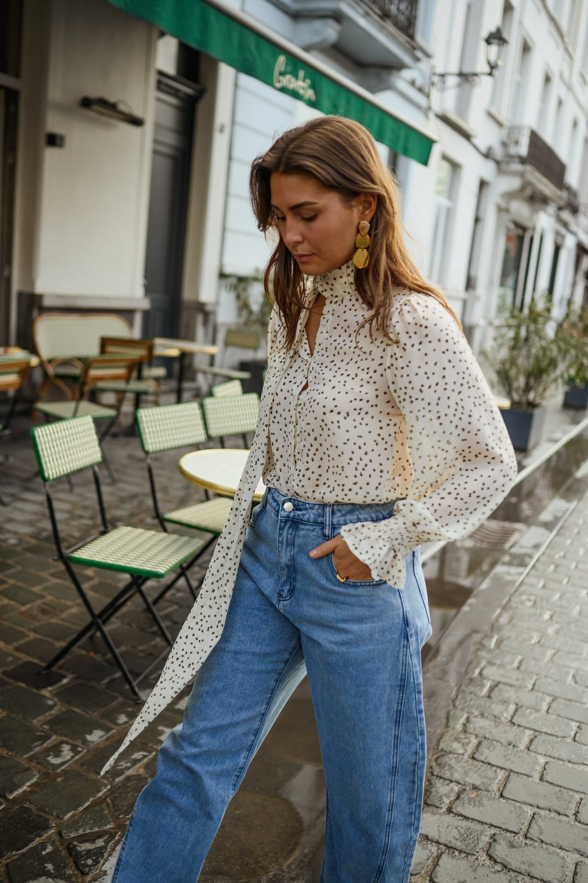 Blouse Clarissa - écrue à pois