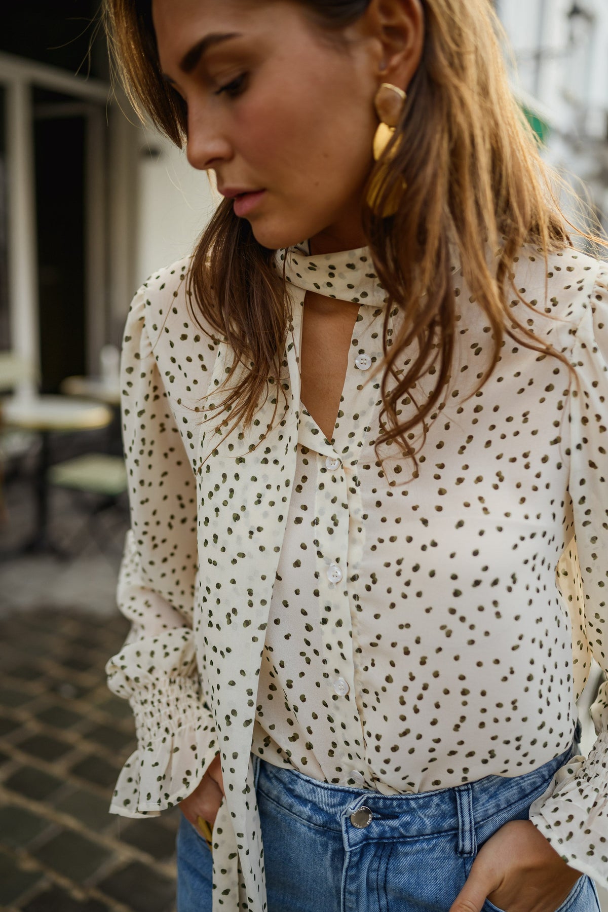 Blouse Clarissa - écrue à pois