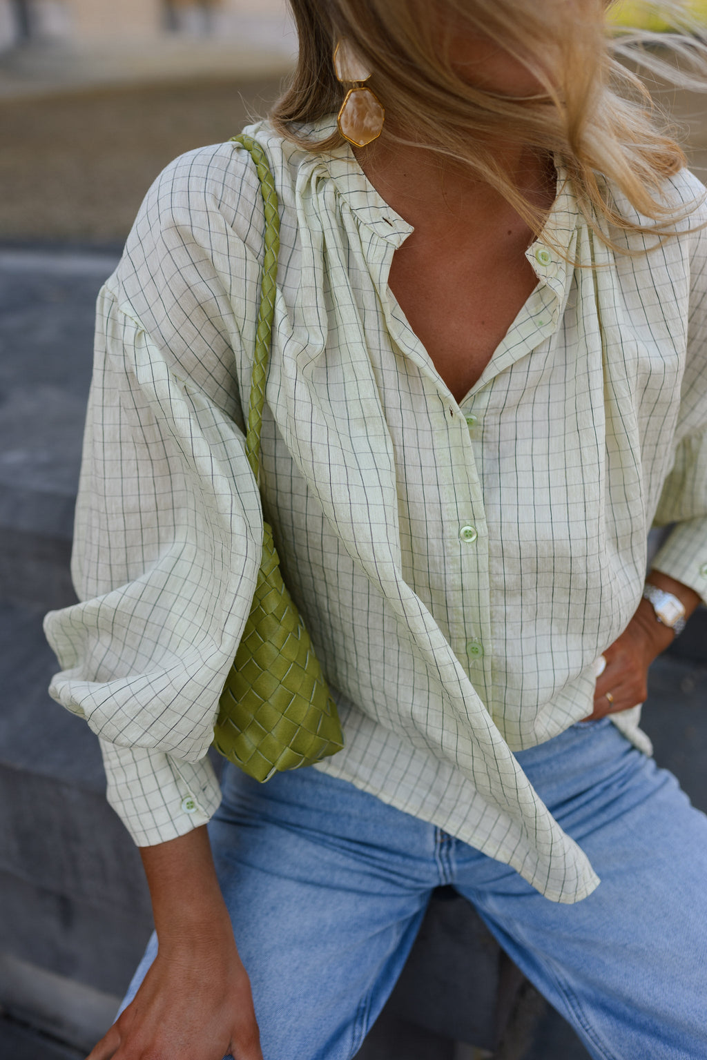 Blouse Dorine - jaune à carreaux