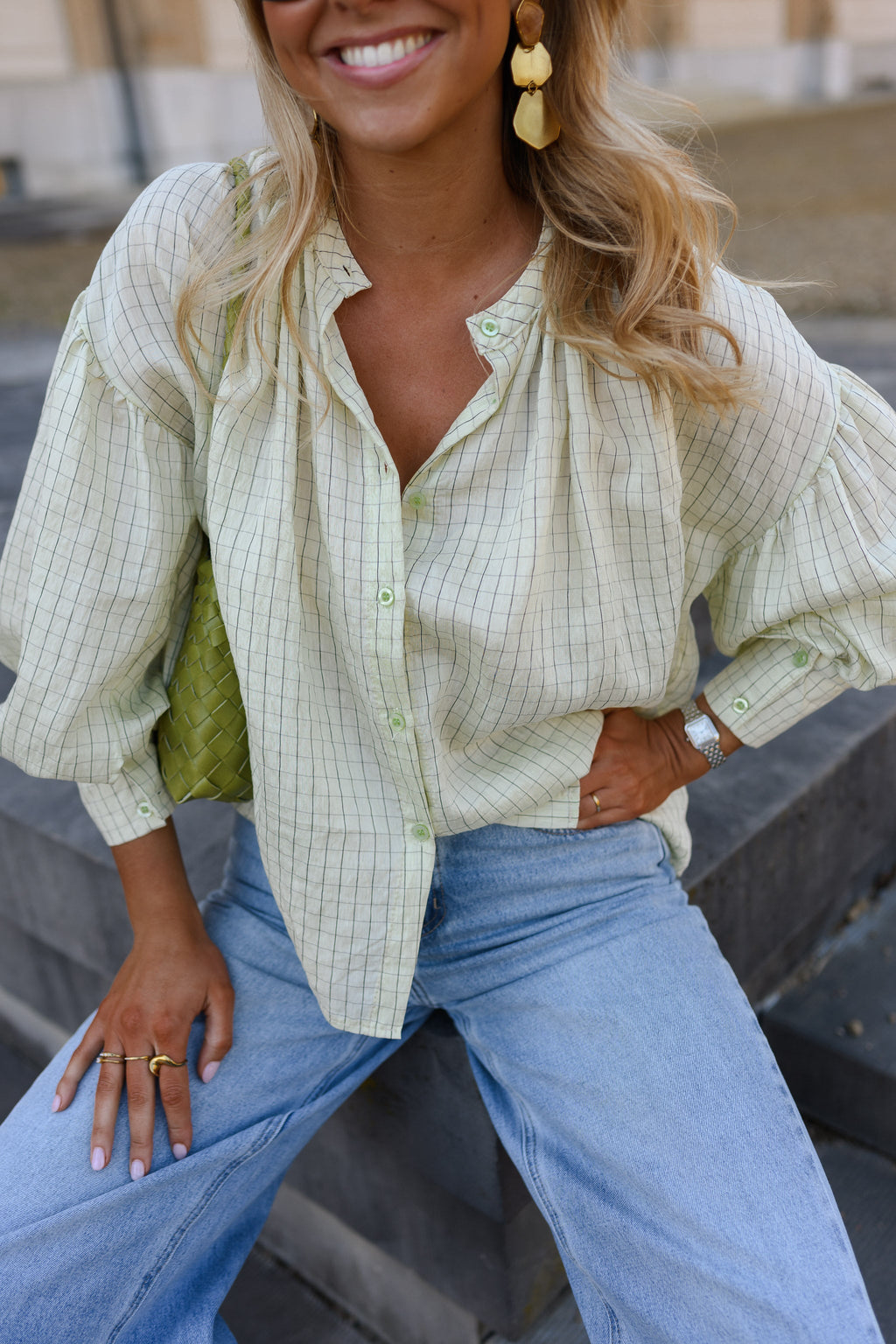 Blouse Dorine - jaune à carreaux