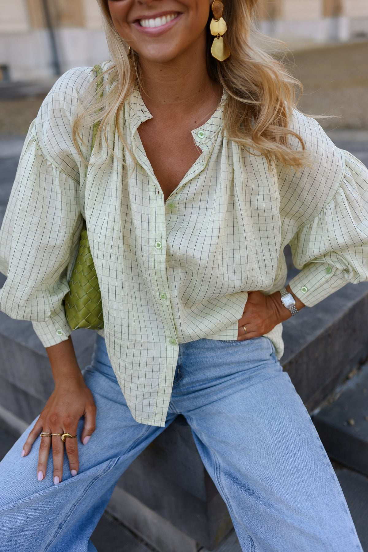 Blouse Dorine - jaune à carreaux