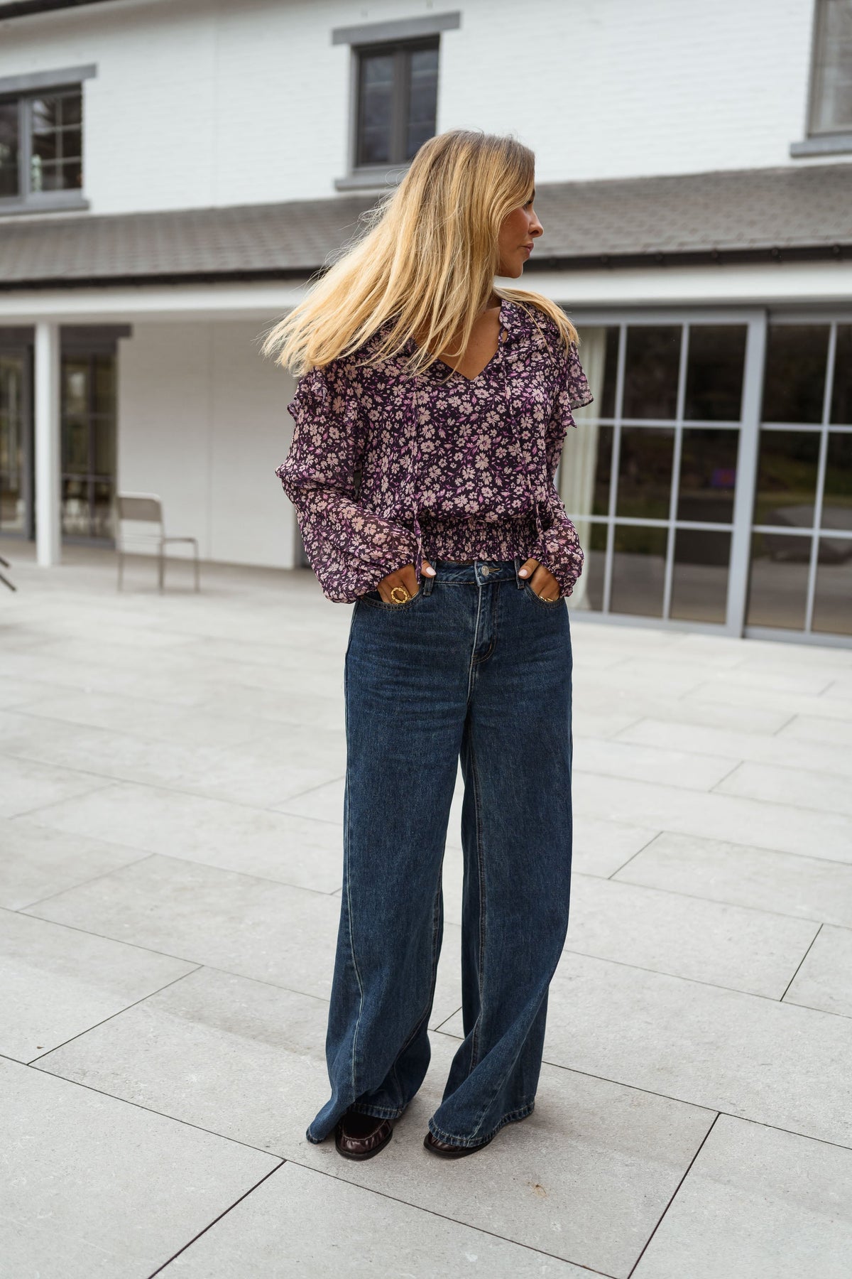 Blouse Elisabeth - mauve à fleurs