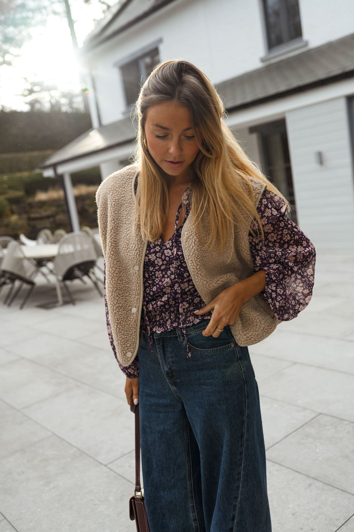 Blouse Elisabeth - mauve à fleurs