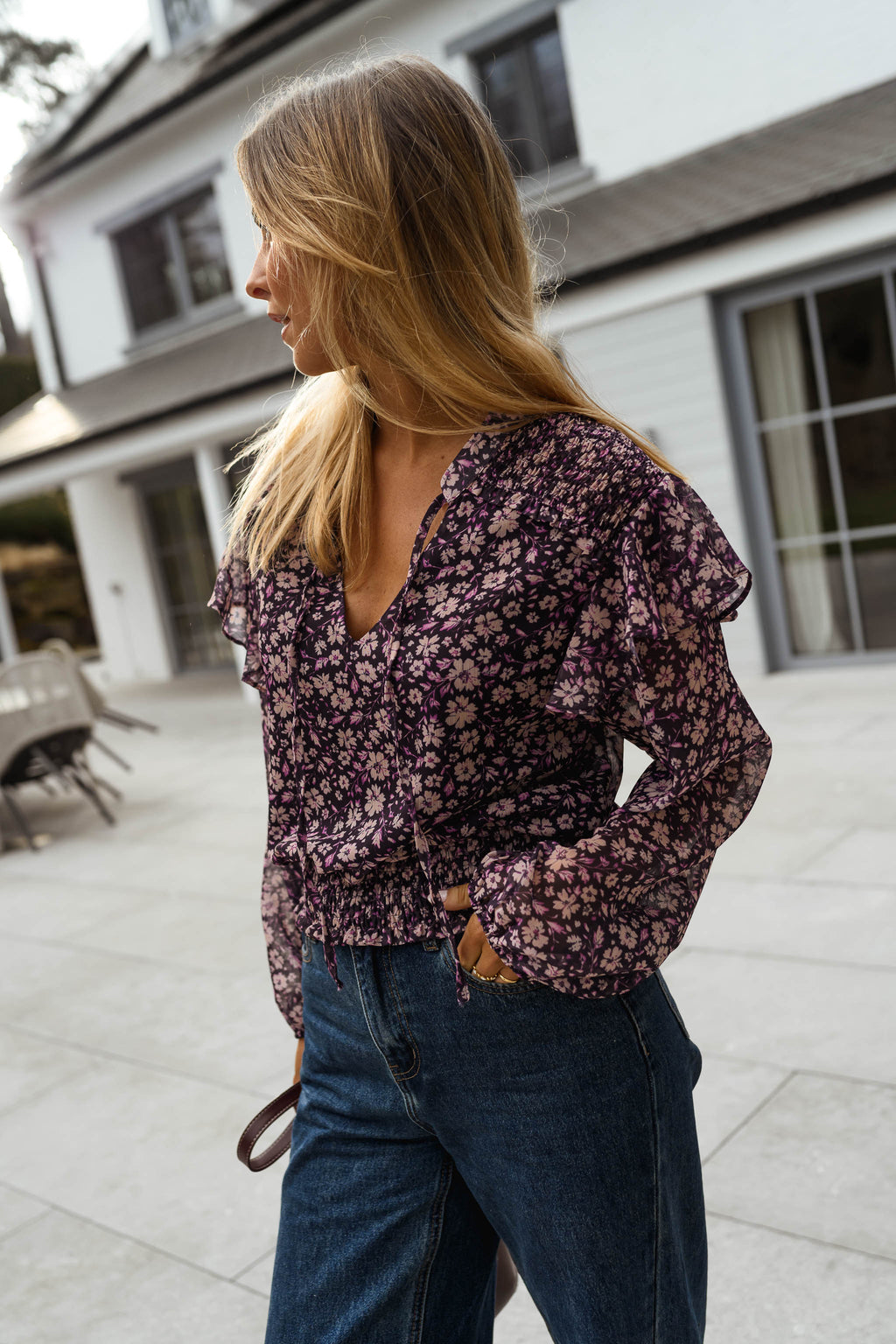 Blouse Elisabeth - mauve à fleurs