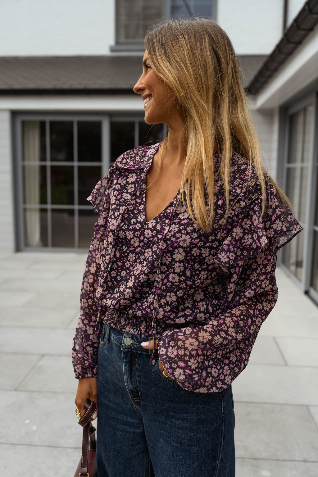 Blouse Elisabeth - mauve à fleurs