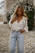 Blouse Euredice - écrue à fleurs bleues