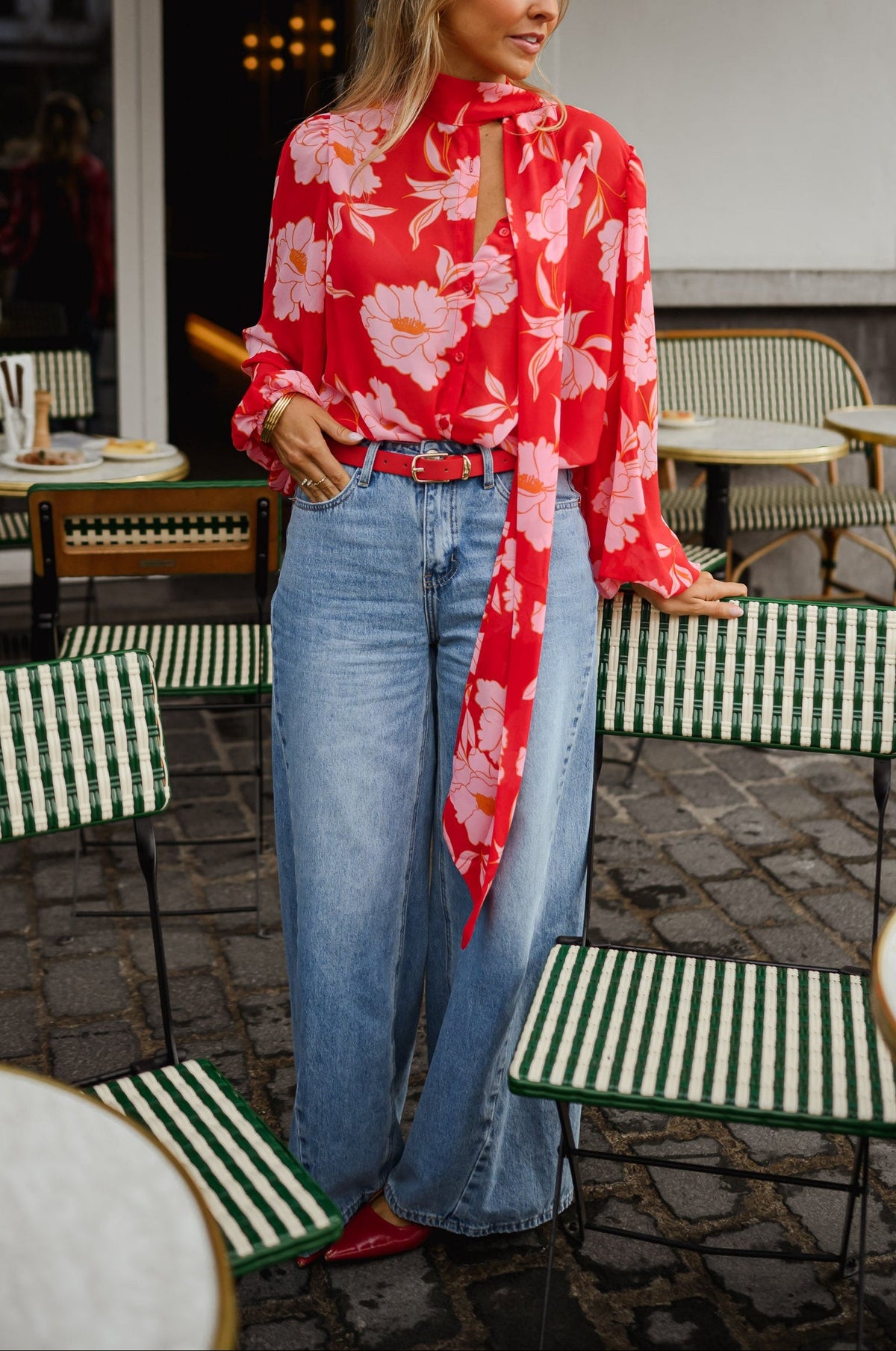 Blouse Georgina - rouge à motifs