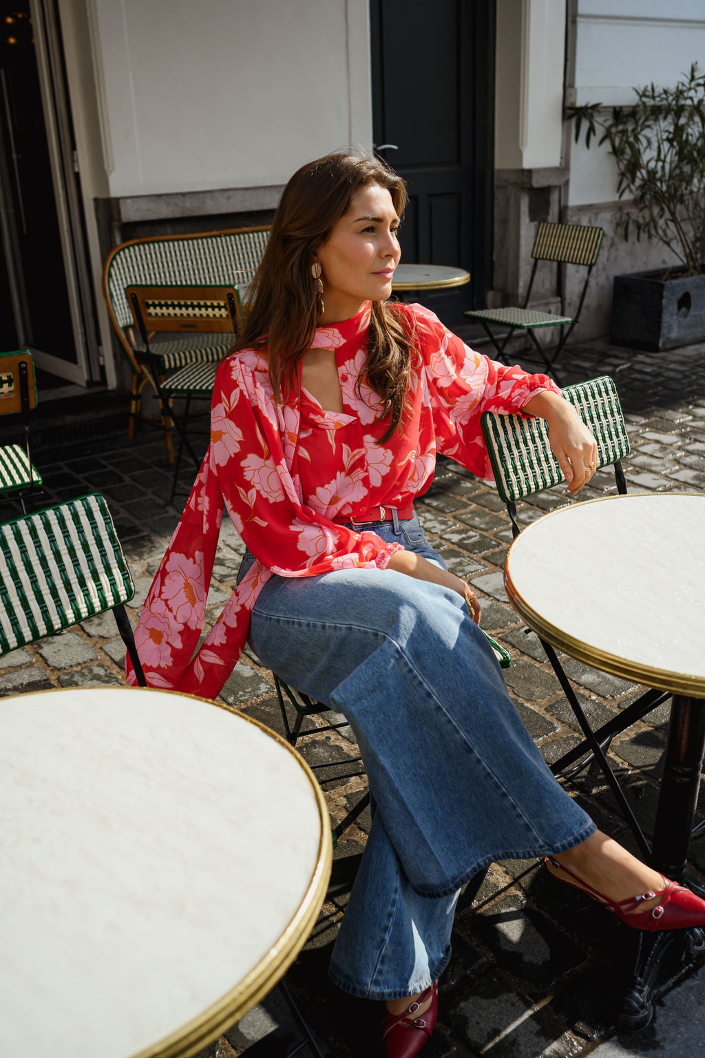 Blouse Georgina - rouge à motifs