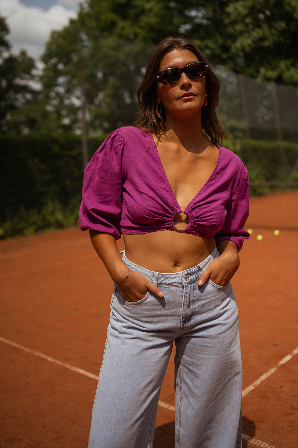 Blouse Kelya - mauve en lin