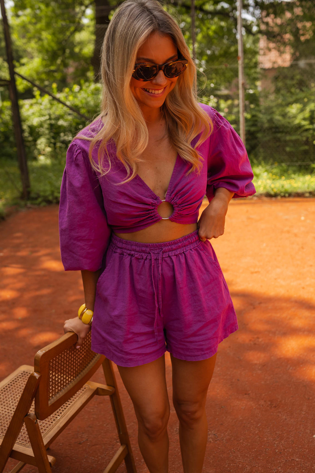 Blouse Kelya - mauve en lin
