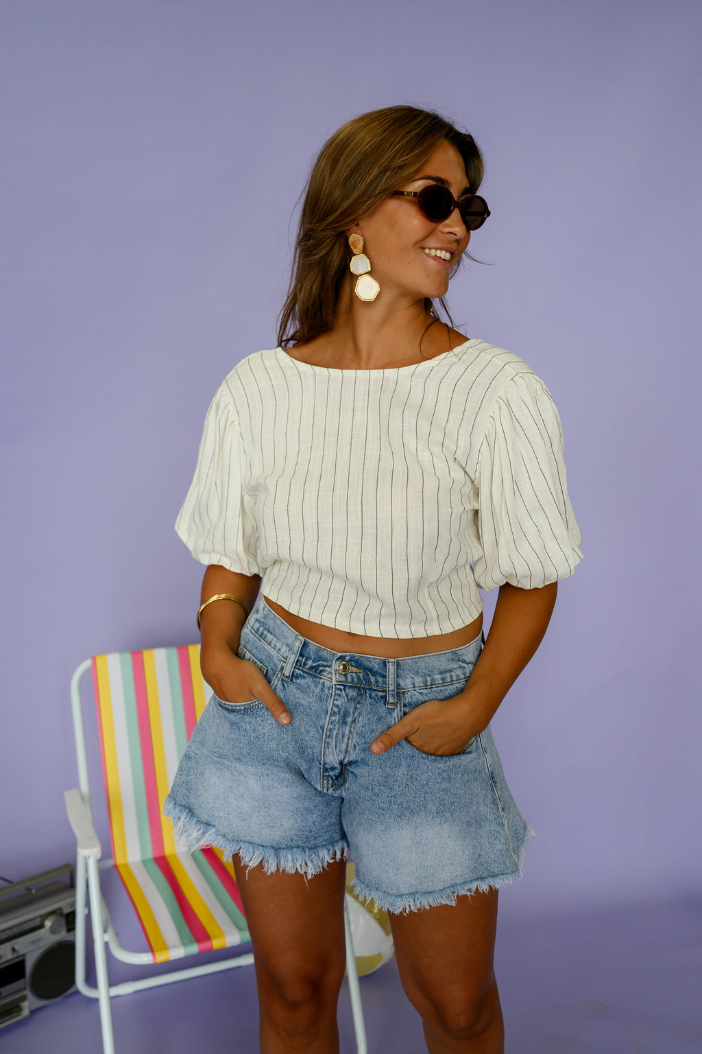 Blouse Lisa - écrue à lignes