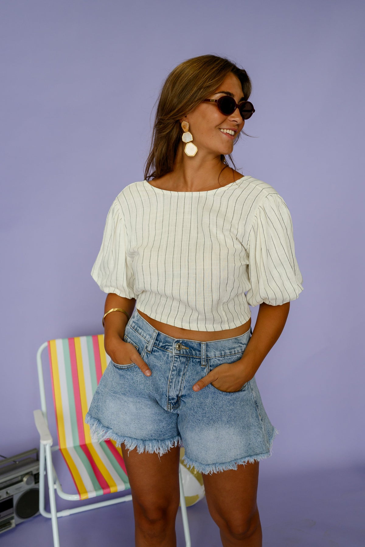 Blouse Lisa - écrue à lignes