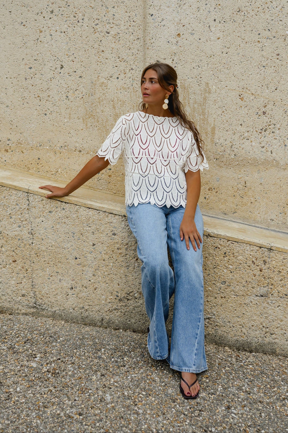 Blouse Marthe - écrue en crochet