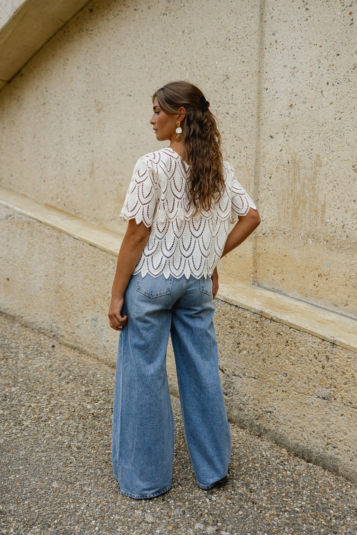 Blouse Marthe - écrue en crochet