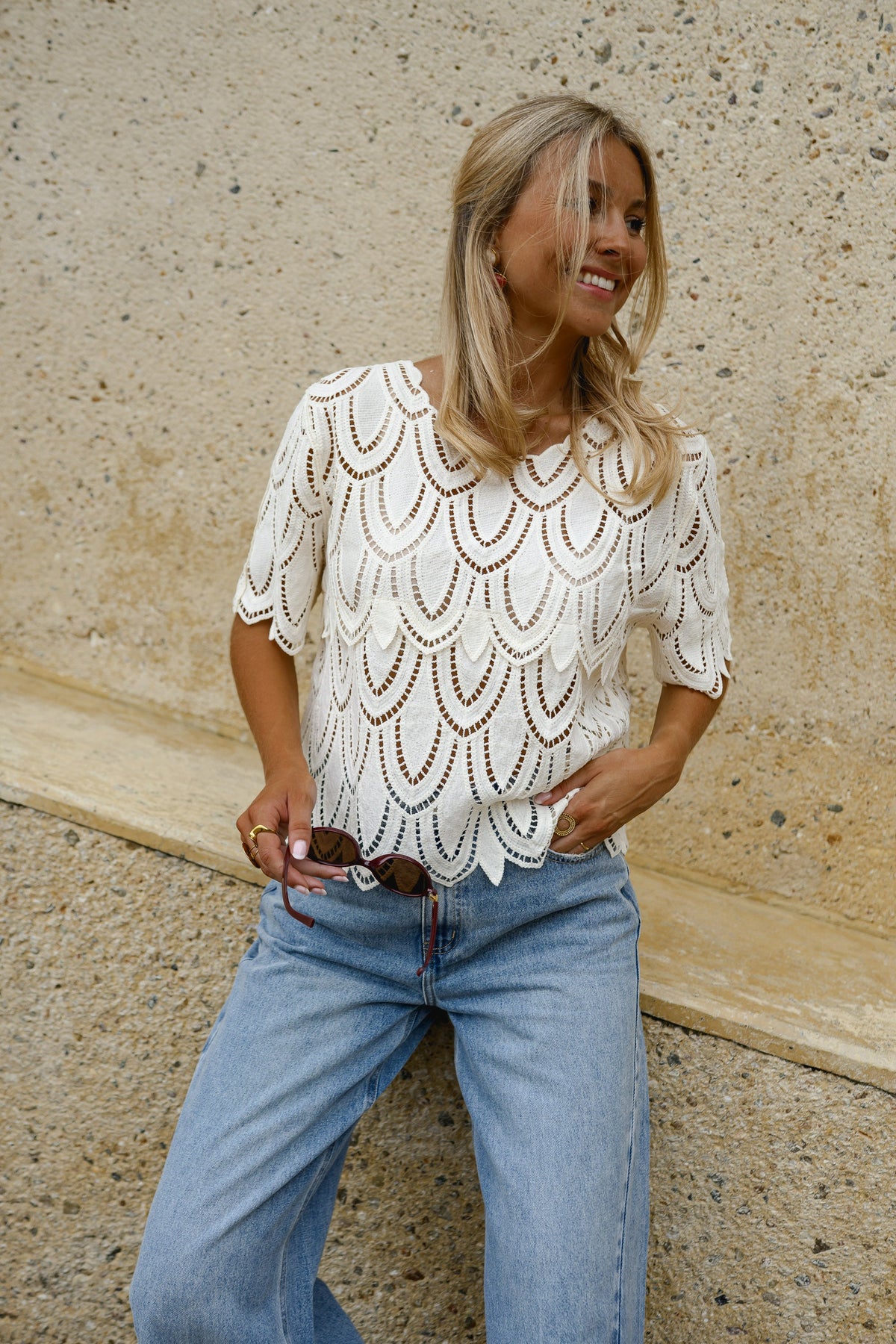 Blouse Marthe - écrue en crochet