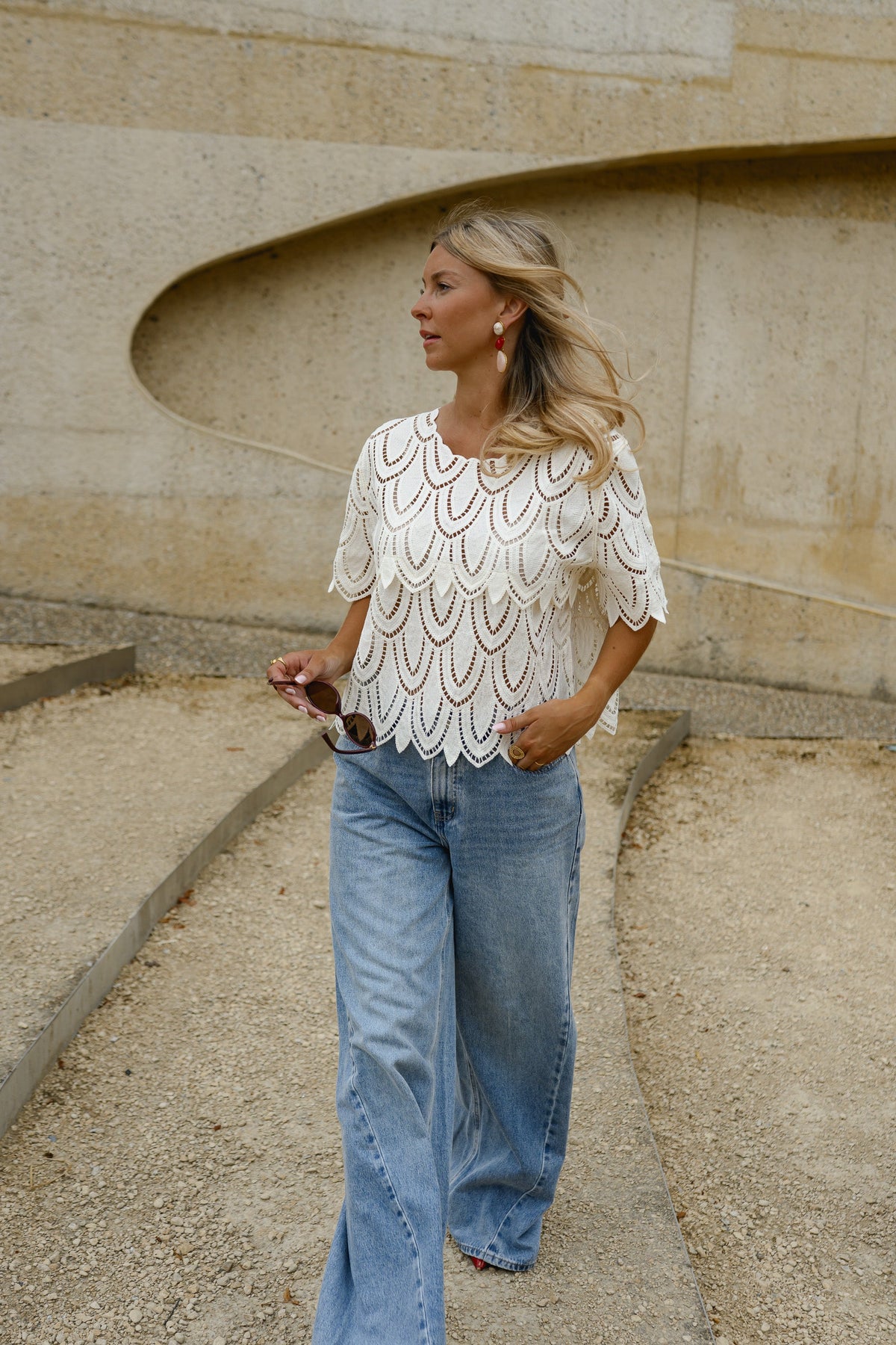 Blouse Marthe - écrue en crochet