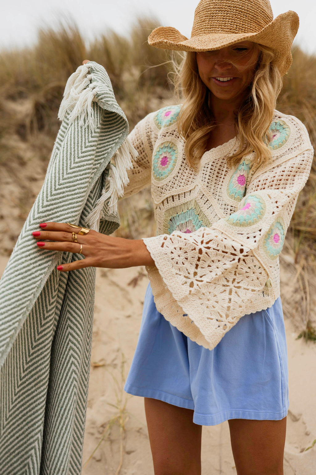 Blouse Nelia - écrue en crochet