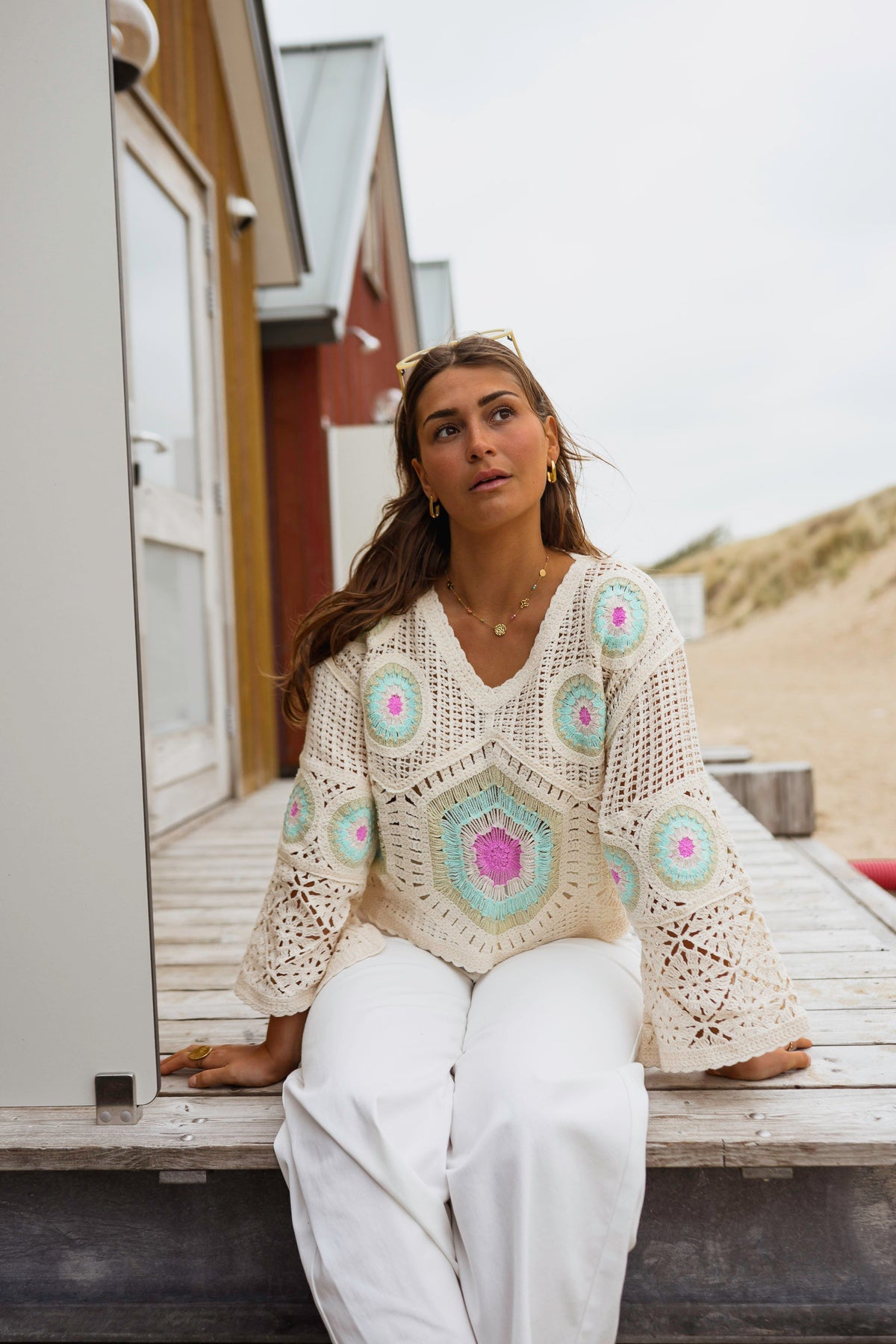 Blouse Nelia - écrue en crochet