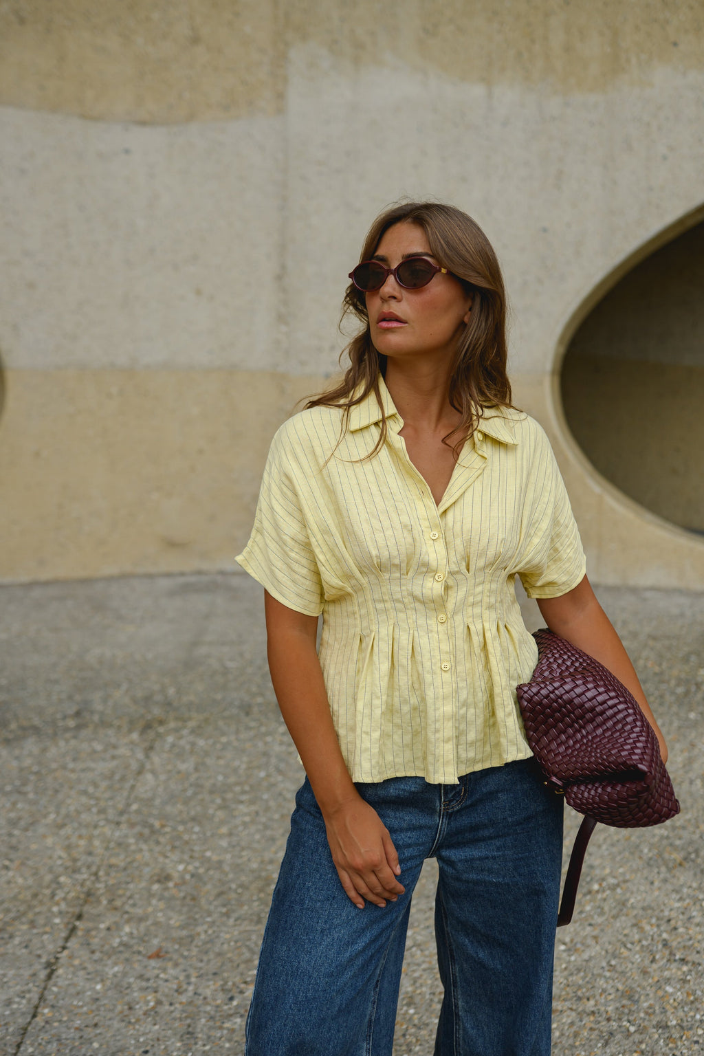 Blouse Raven - jaune à lignes