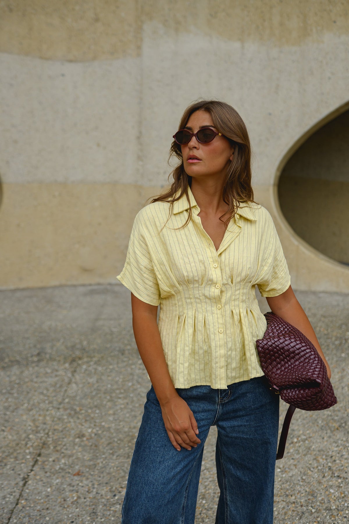 Blouse Raven - jaune à lignes
