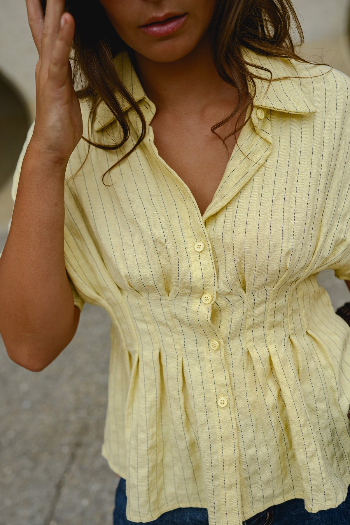 Blouse Raven - jaune à lignes