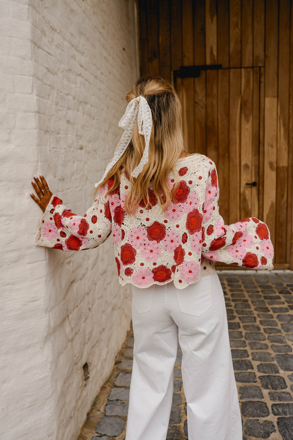 Blouse Tanja - rose et rouge en crochet