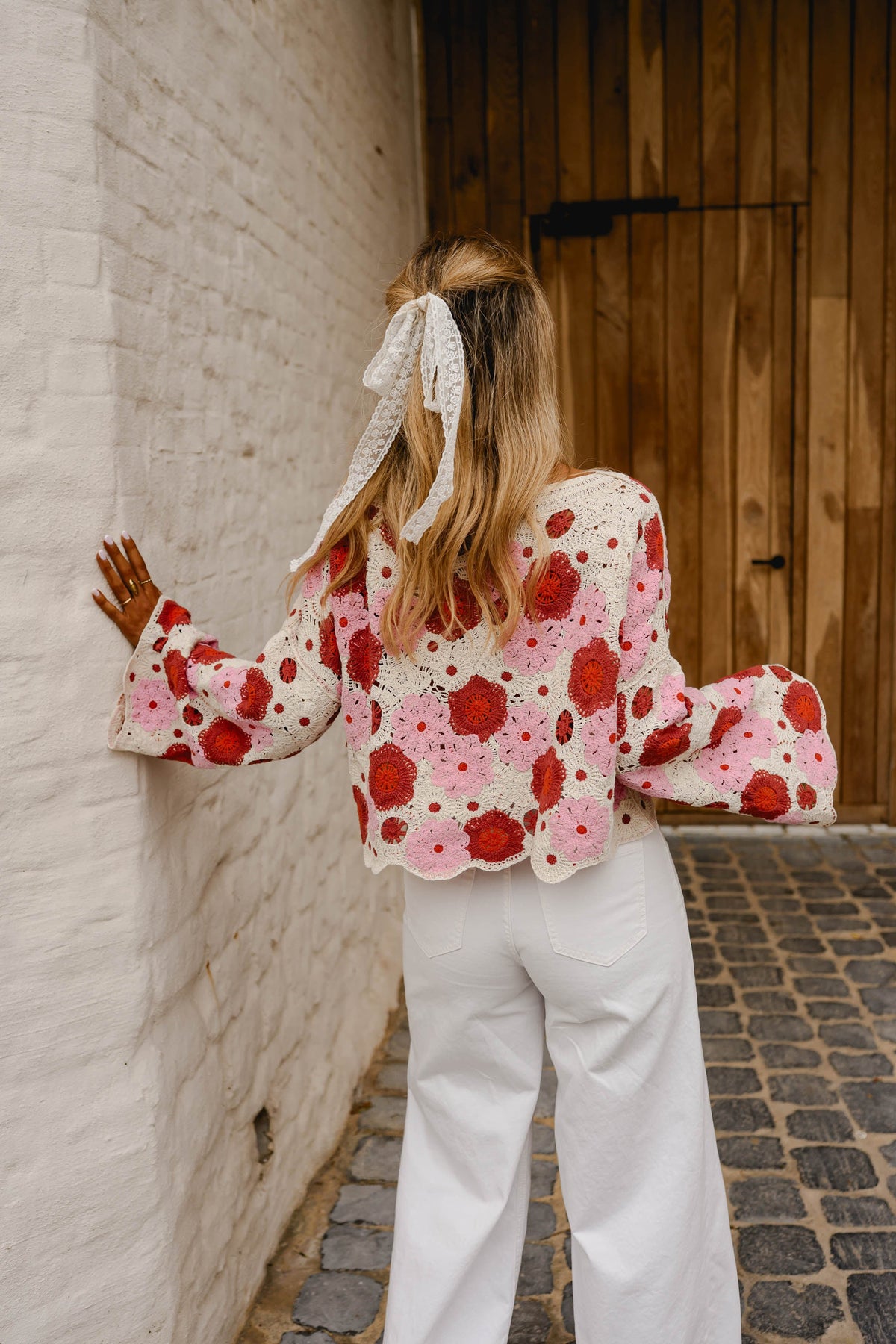 Blouse Tanja - rose et rouge en crochet