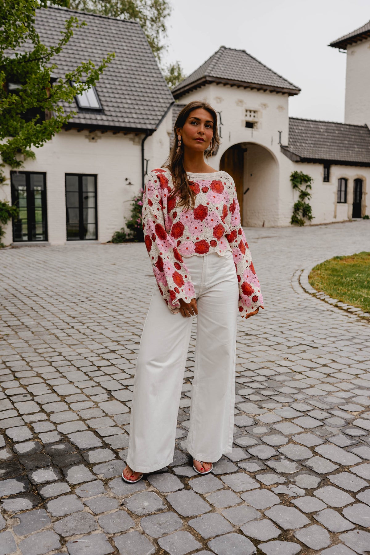 Blouse Tanja - rose et rouge en crochet