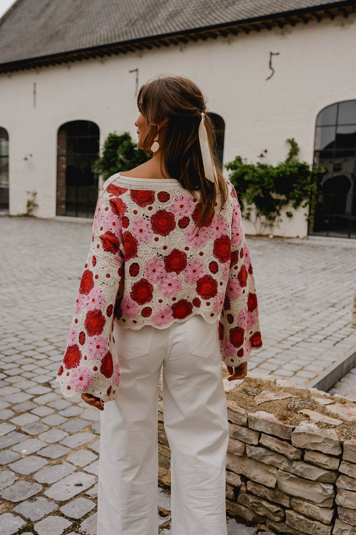 Blouse Tanja - rose et rouge en crochet