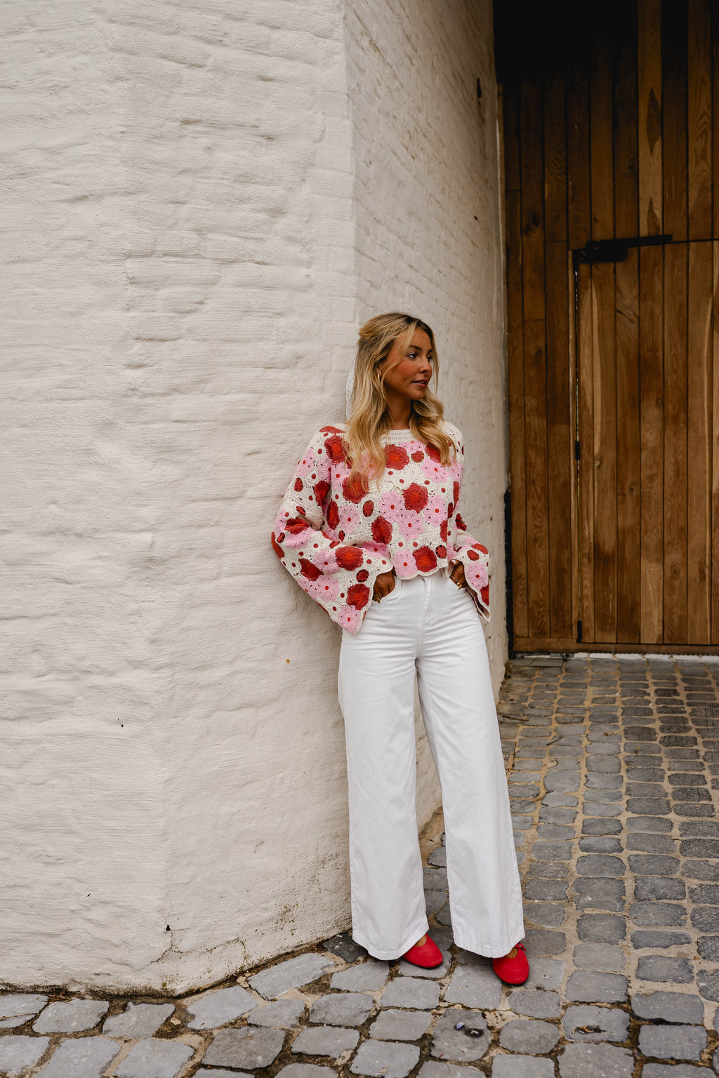 Blouse Tanja - rose et rouge en crochet