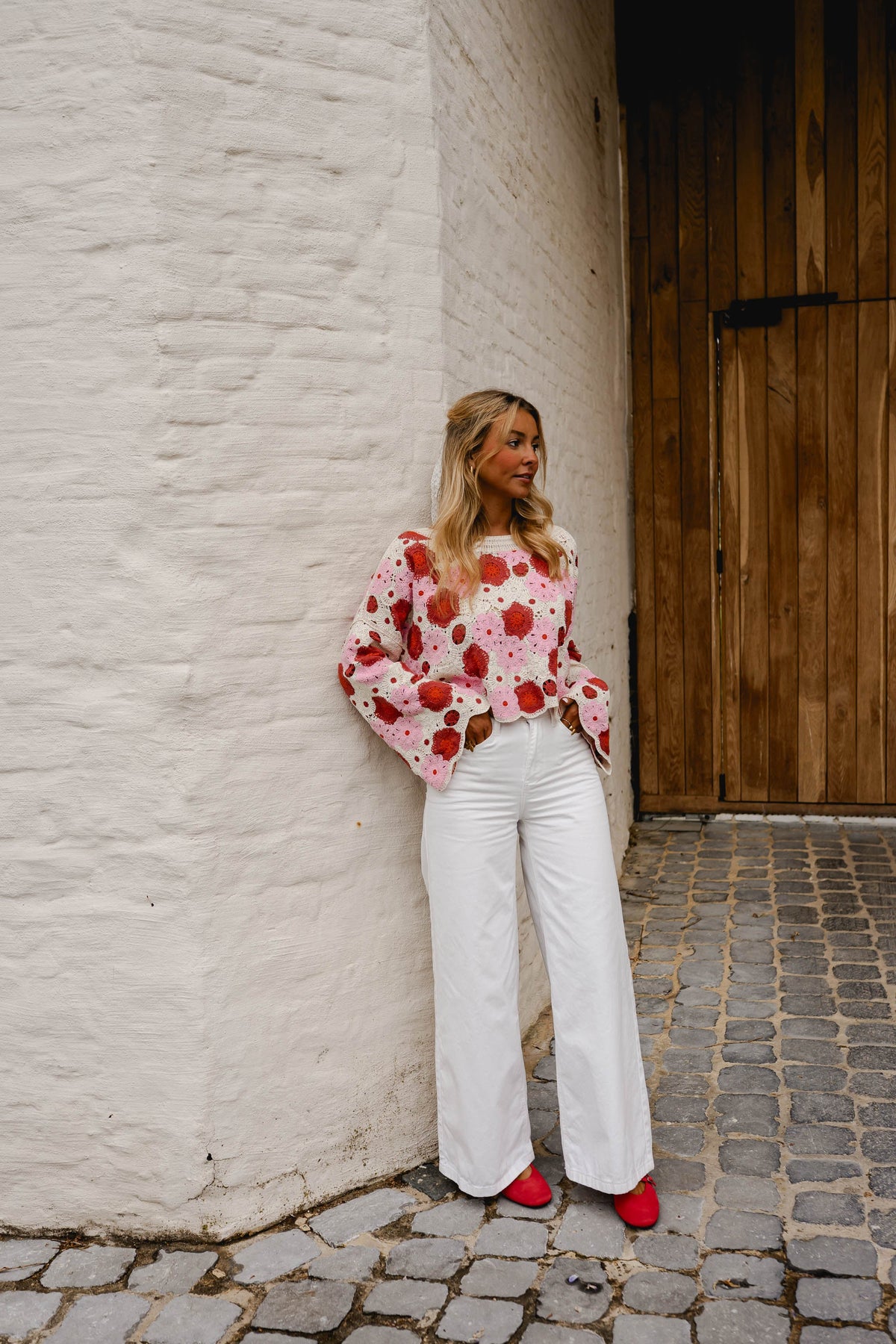 Blouse Tanja - rose et rouge en crochet