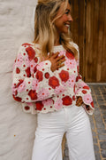 Blouse Tanja - rose et rouge en crochet