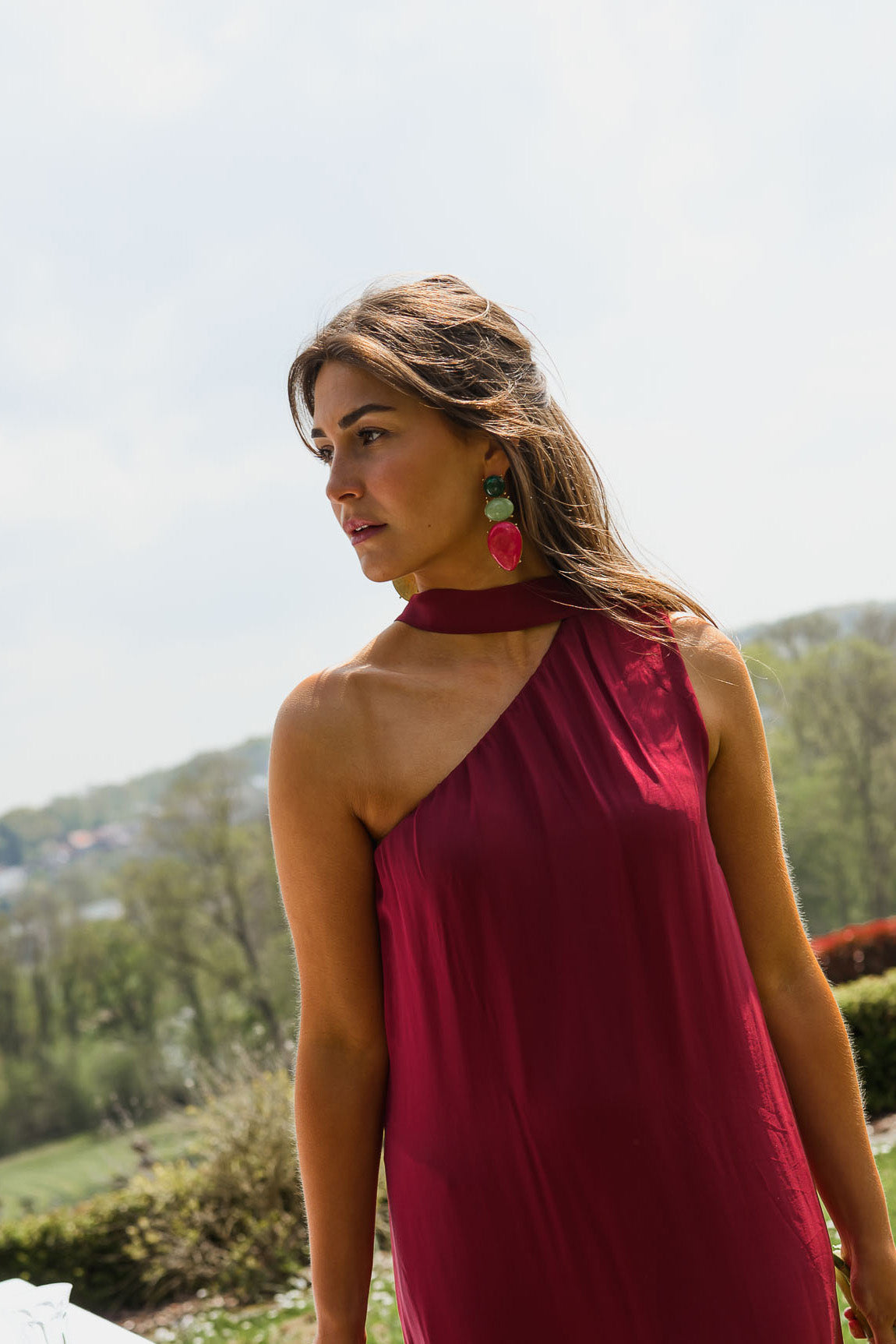 Boucles d'oreilles Colleen - vertes et rose